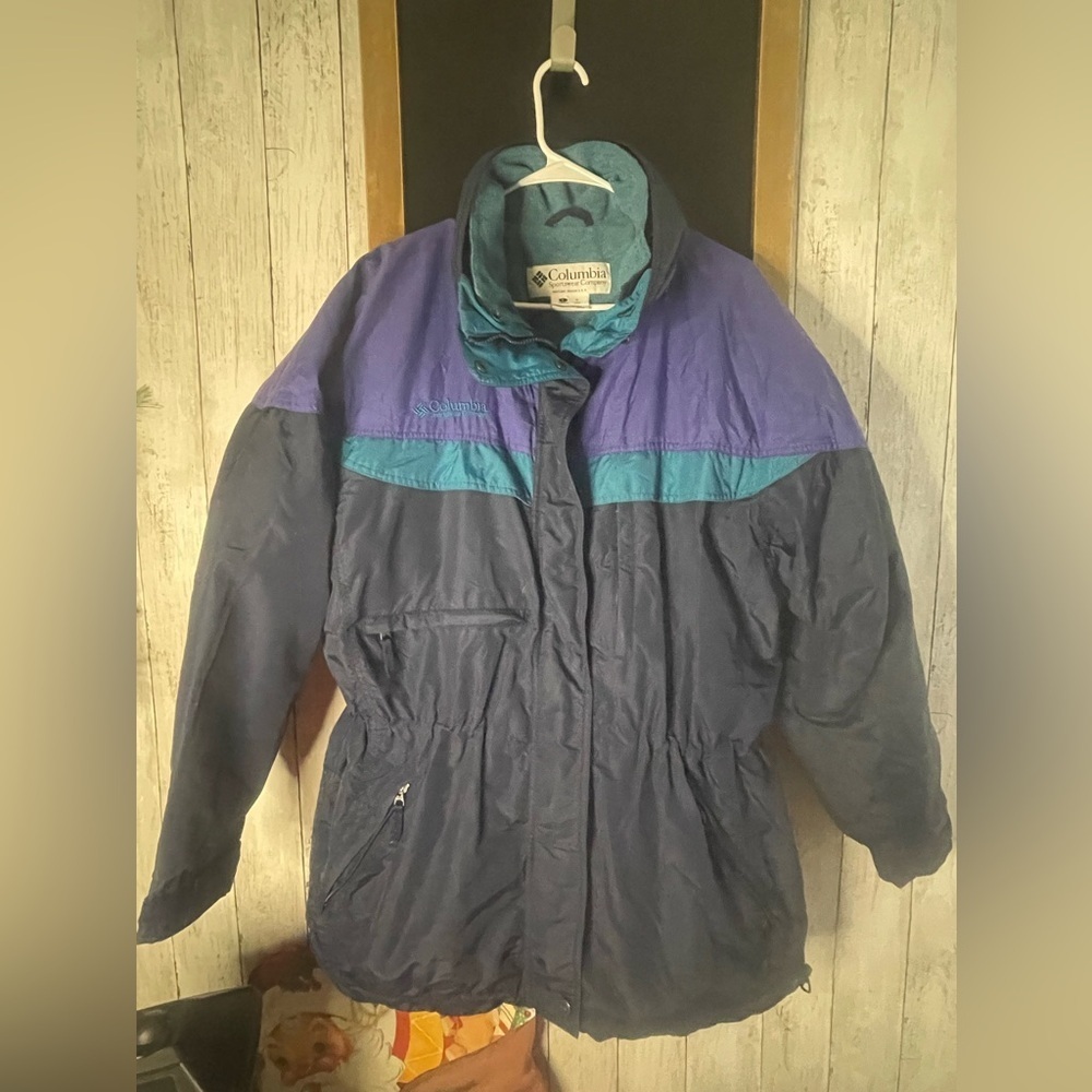 Vintage Columbia Jkt Womens L Blue Boulder Ridge 3 In 1 Lined Coat Winter Ski